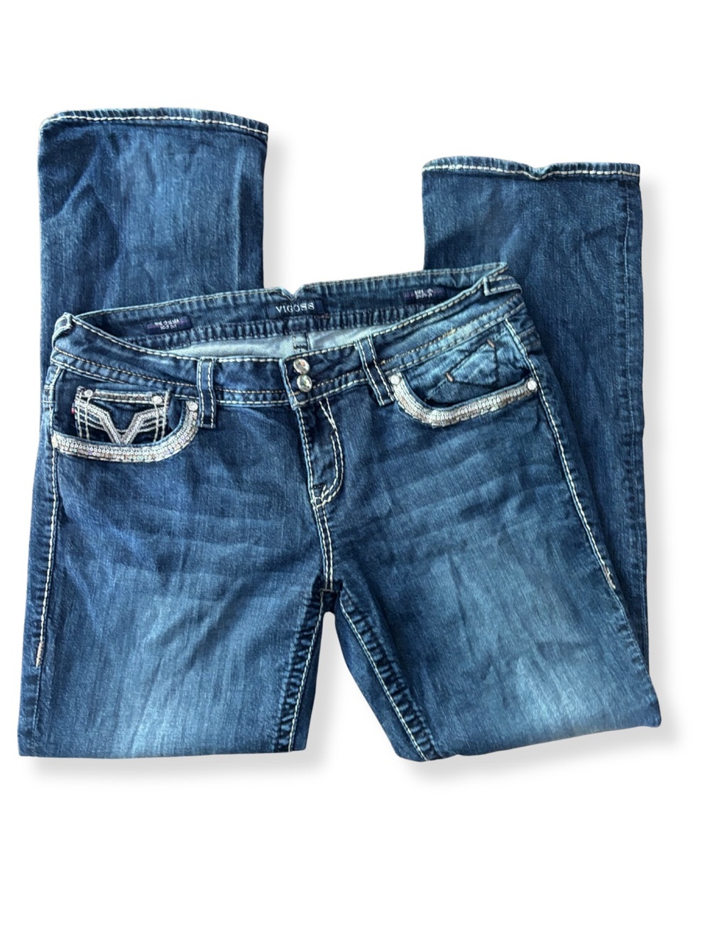 Vigoss Chelsea Bootcut Jeans Women’s 16 Embellished Rhinestone Y2K Dark Wash